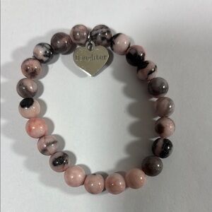 To My Daughter Beaded Bracelet with Heart Charm *